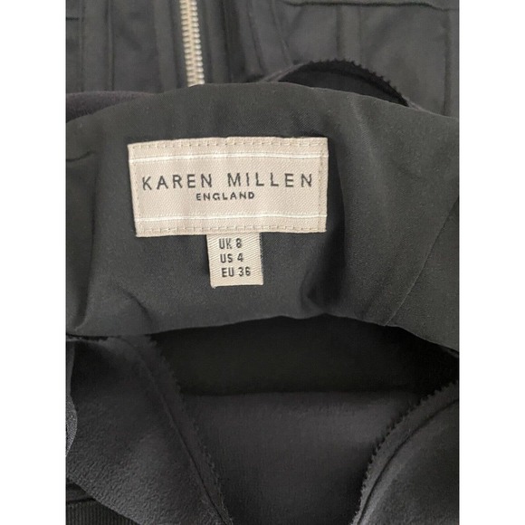 Karen Millen Top Blouse Pleated Black Ribbon Silk Corset Sheer Mesh Slee… - Picture 8 of 8